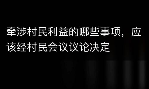 牵涉村民利益的哪些事项，应该经村民会议议论决定