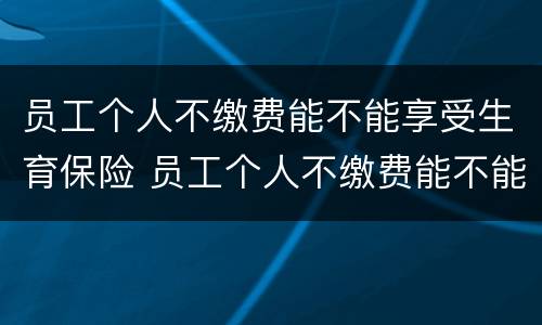 员工个人不缴费能不能享受生育保险 员工个人不缴费能不能享受生育保险政策
