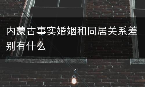 内蒙古事实婚姻和同居关系差别有什么
