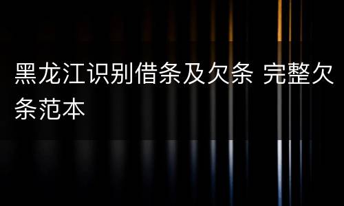 黑龙江识别借条及欠条 完整欠条范本
