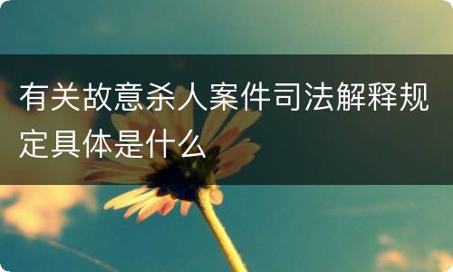 有关故意杀人案件司法解释规定具体是什么