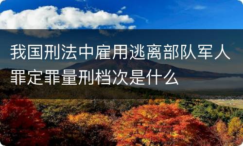 我国刑法中雇用逃离部队军人罪定罪量刑档次是什么