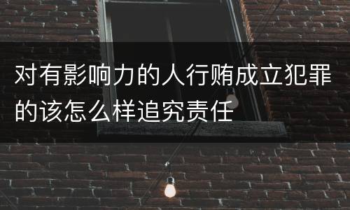 对有影响力的人行贿成立犯罪的该怎么样追究责任