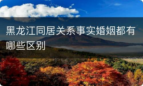 黑龙江同居关系事实婚姻都有哪些区别
