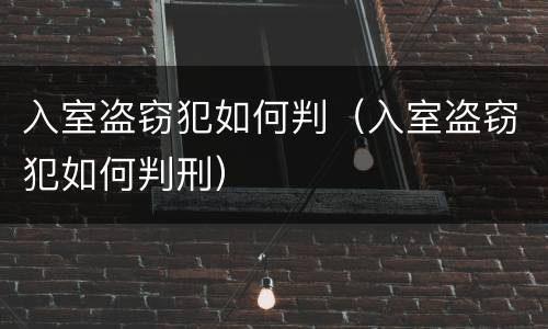 入室盗窃犯如何判（入室盗窃犯如何判刑）