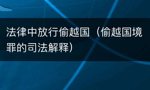 法律中放行偷越国（偷越国境罪的司法解释）