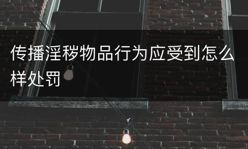 传播淫秽物品行为应受到怎么样处罚