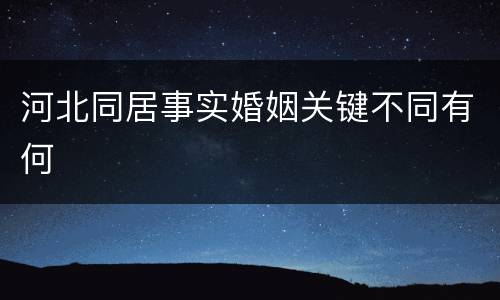 河北同居事实婚姻关键不同有何
