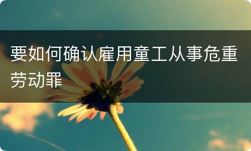 要如何确认雇用童工从事危重劳动罪