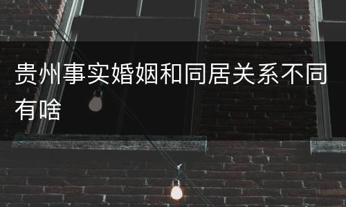 贵州事实婚姻和同居关系不同有啥