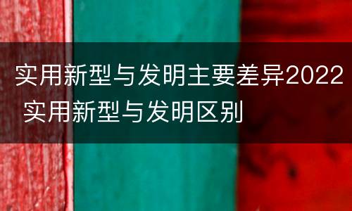 实用新型与发明主要差异2022 实用新型与发明区别