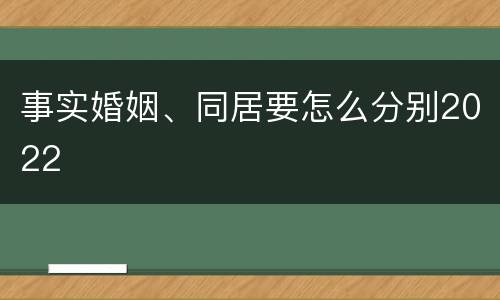 事实婚姻、同居要怎么分别2022