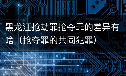 黑龙江抢劫罪抢夺罪的差异有啥（抢夺罪的共同犯罪）
