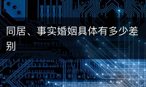 同居、事实婚姻具体有多少差别