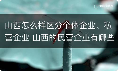 山西怎么样区分个体企业、私营企业 山西的民营企业有哪些