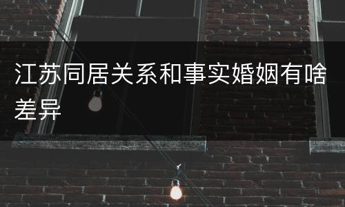 江苏同居关系和事实婚姻有啥差异