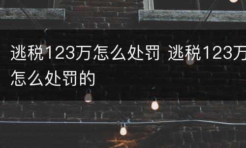 逃税123万怎么处罚 逃税123万怎么处罚的