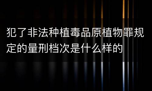 犯了非法种植毒品原植物罪规定的量刑档次是什么样的