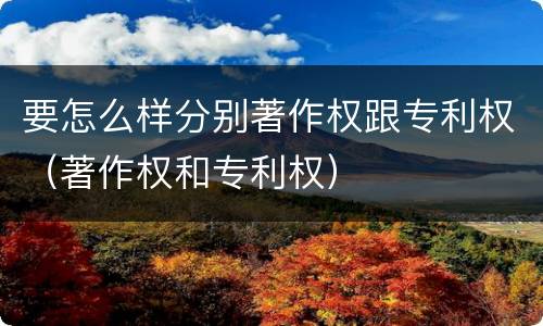 要怎么样分别著作权跟专利权（著作权和专利权）