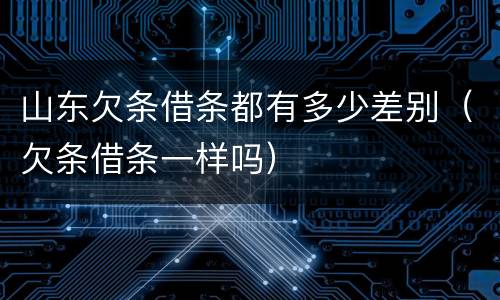 山东欠条借条都有多少差别（欠条借条一样吗）
