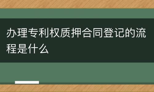 办理专利权质押合同登记的流程是什么