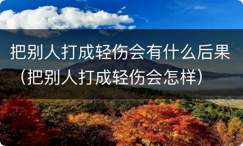 把别人打成轻伤会有什么后果（把别人打成轻伤会怎样）