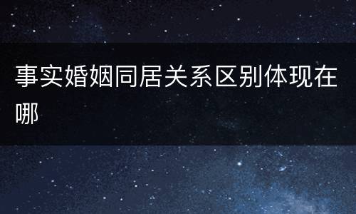 事实婚姻同居关系区别体现在哪