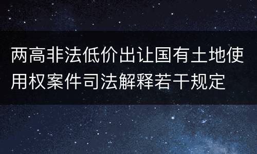 两高非法低价出让国有土地使用权案件司法解释若干规定