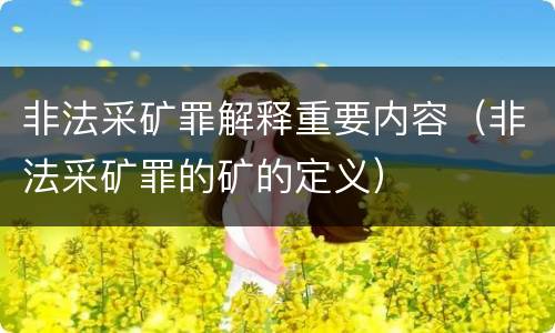 非法采矿罪解释重要内容（非法采矿罪的矿的定义）