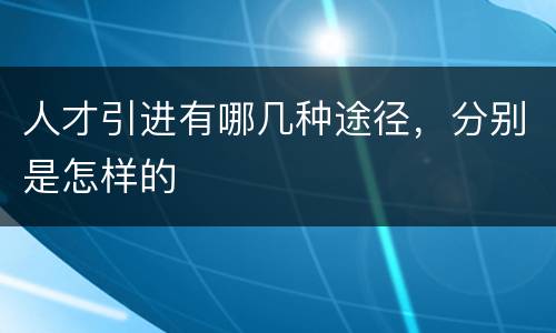 人才引进有哪几种途径，分别是怎样的