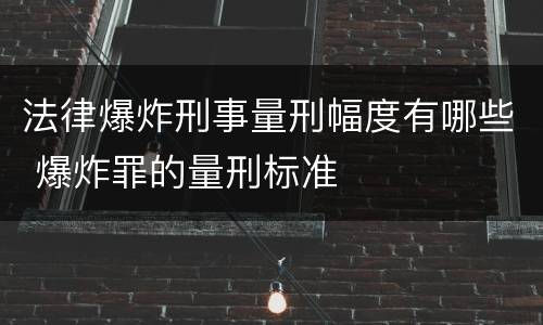 法律爆炸刑事量刑幅度有哪些 爆炸罪的量刑标准