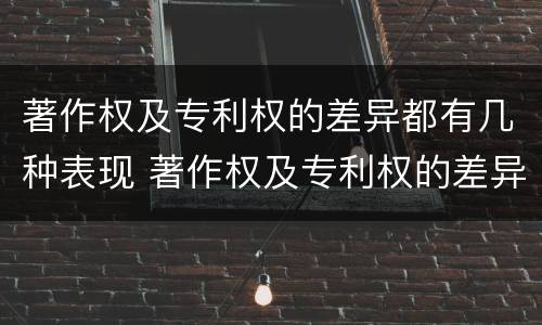 著作权及专利权的差异都有几种表现 著作权及专利权的差异都有几种表现为