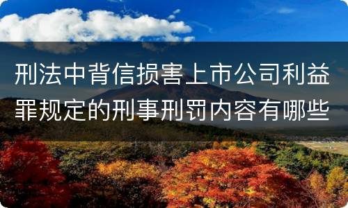 刑法中背信损害上市公司利益罪规定的刑事刑罚内容有哪些