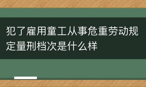 犯了雇用童工从事危重劳动规定量刑档次是什么样