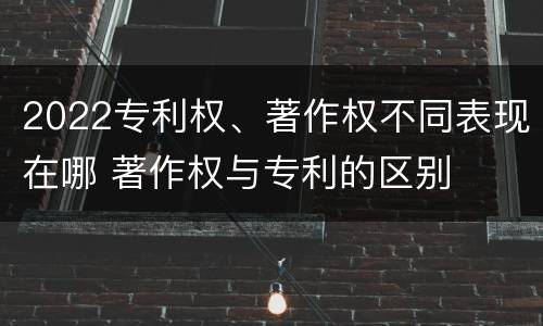 2022专利权、著作权不同表现在哪 著作权与专利的区别