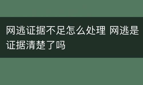 网逃证据不足怎么处理 网逃是证据清楚了吗