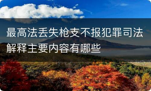最高法丢失枪支不报犯罪司法解释主要内容有哪些