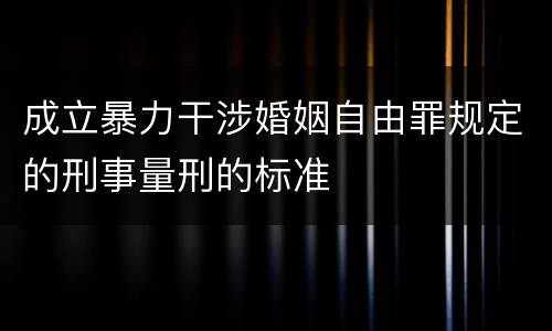 成立暴力干涉婚姻自由罪规定的刑事量刑的标准