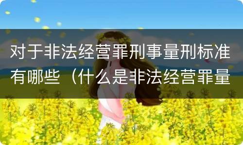 对于非法经营罪刑事量刑标准有哪些（什么是非法经营罪量刑标准）