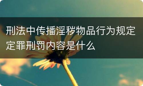 刑法中传播淫秽物品行为规定定罪刑罚内容是什么
