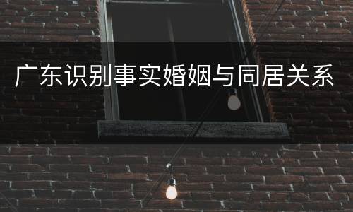 广东识别事实婚姻与同居关系