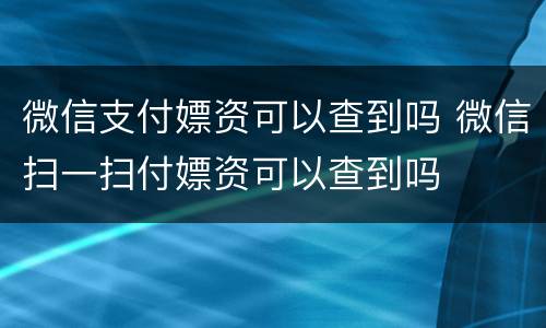 微信支付嫖资可以查到吗 微信扫一扫付嫖资可以查到吗