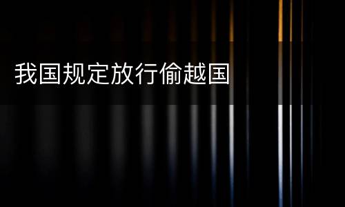 我国规定放行偷越国