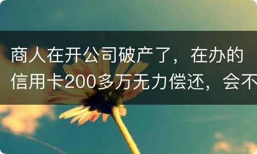 商人在开公司破产了，在办的信用卡200多万无力偿还，会不会被坐牢