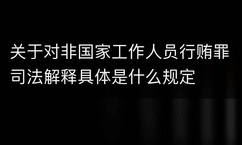 关于对非国家工作人员行贿罪司法解释具体是什么规定