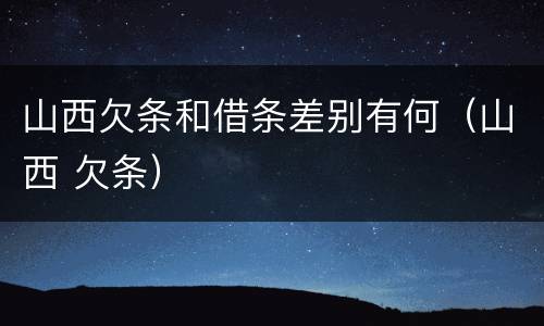 山西欠条和借条差别有何（山西 欠条）