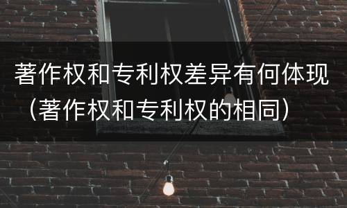 著作权和专利权差异有何体现（著作权和专利权的相同）