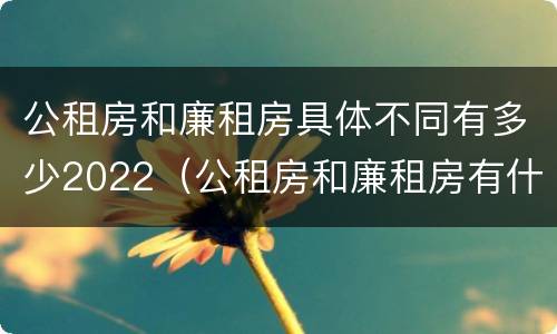 公租房和廉租房具体不同有多少2022（公租房和廉租房有什么区别?2019年的）