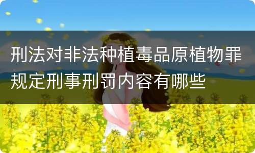 刑法对非法种植毒品原植物罪规定刑事刑罚内容有哪些