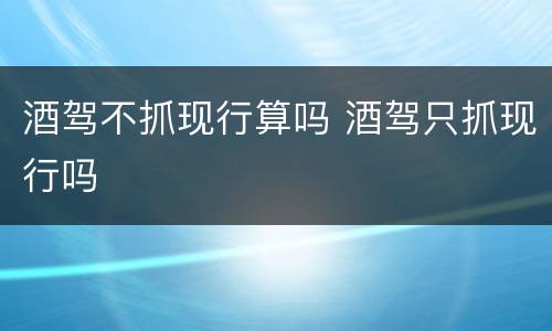 酒驾不抓现行算吗 酒驾只抓现行吗
